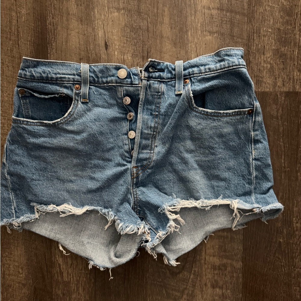 Levi's Blue Distressed Jean Shorts